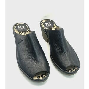 Fly London Heeled Comfortable Open Toe Slide Gray Size 38